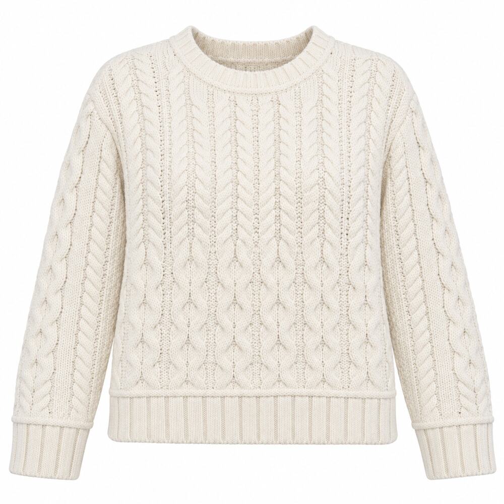 Lucky Brand Women's Cable Knit Sweater Small Preppy Coastal Ivory